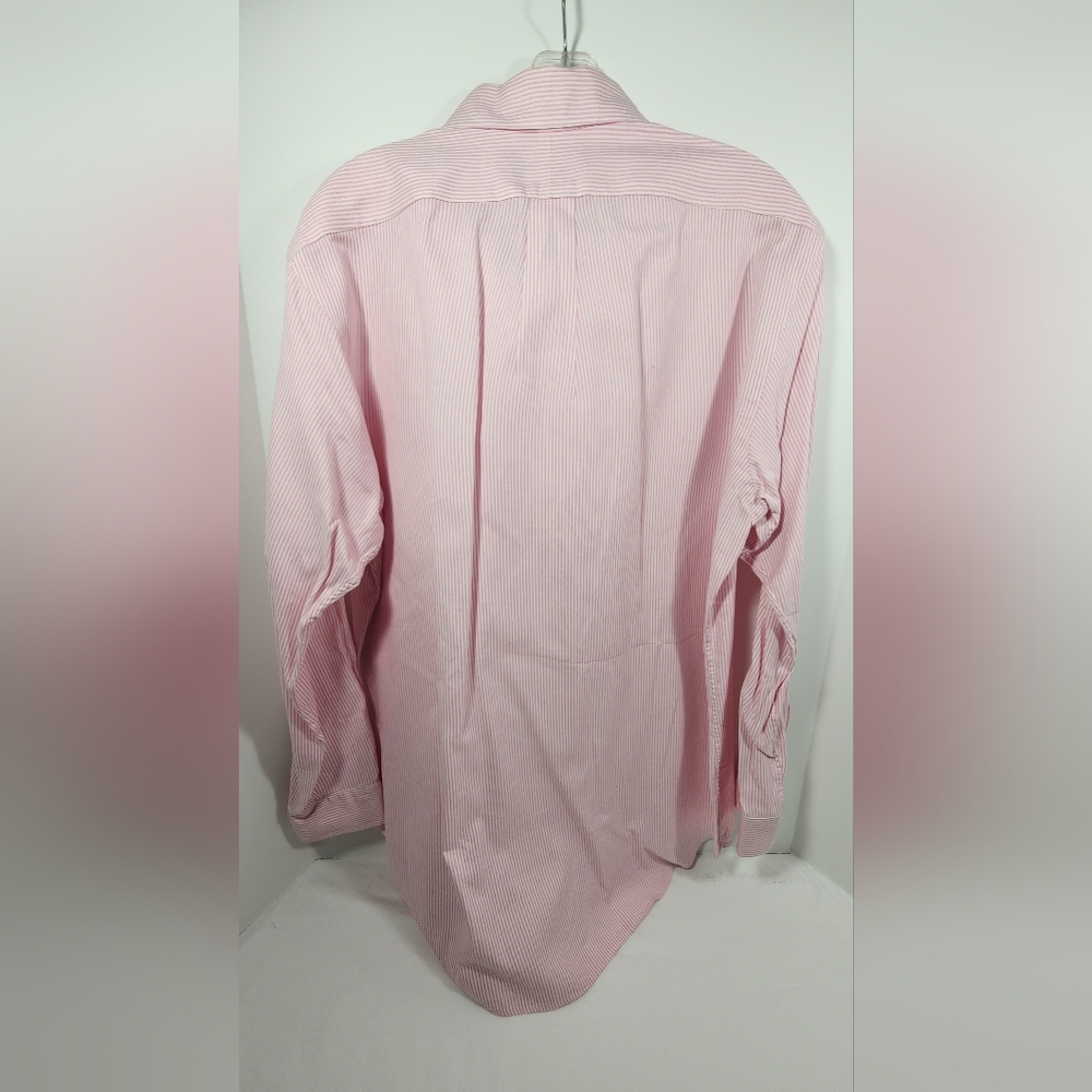 VINTAGE Polo Ralph Lauren Custom Fit Shirt Men's 16 1/2 32/33 Striped Pink White - Picture 6 of 14